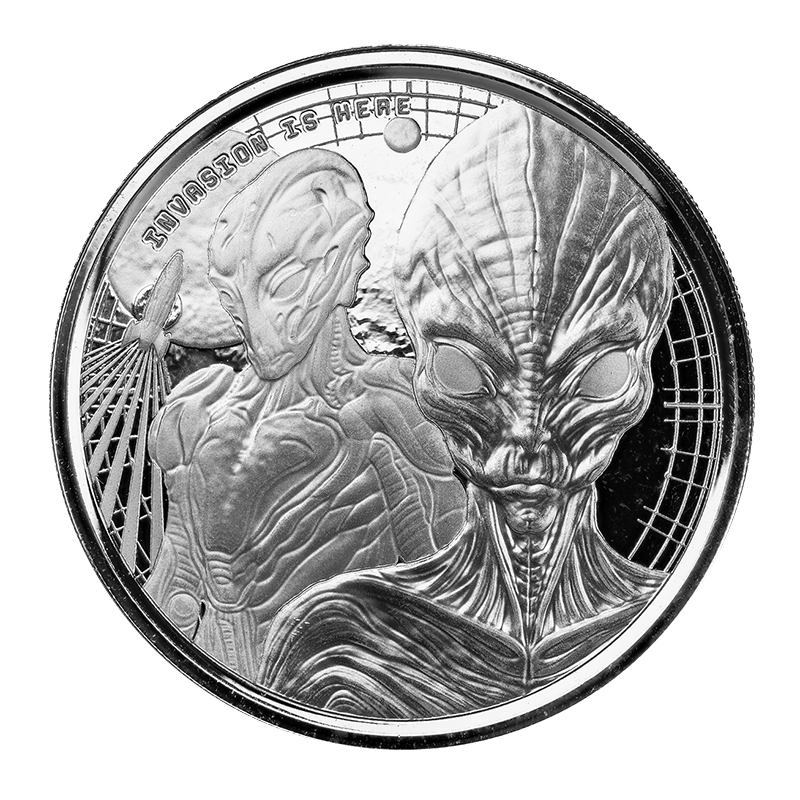 Image for 1 oz The Ghana Alien Silver Coin (2023) from TD Precious Metals